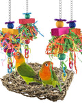 KATUMO Conure Toys, Bird Grass Swing Mat Parrot Climbing Hammock with Colorful Toys for Parakeet, Cockatiel, S