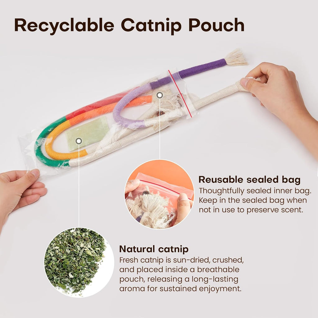 Potaroma Cat Toys Chew Ropes 3Pcs with Refillable Natural Catnip, Safe Teeth Cleaning Toy for Indoor Kittens,  - view 5
