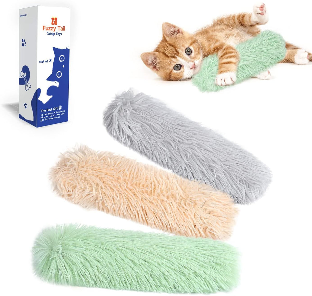 Potaroma Cat Toys Pillows, 3 Pack, Soft and Durable Crinkle Sound with Catnip Inside, Interactive Indoor Kitte