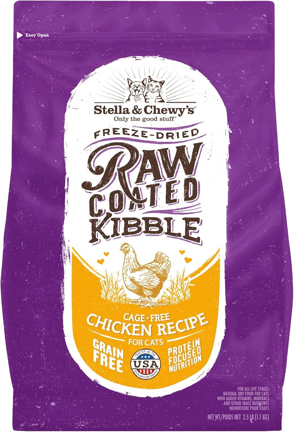 Stella & Chewy's Raw Coated Cat Food - High Protein, Grain-Free Kibble with Cage-Free Chicken - Premium Digest