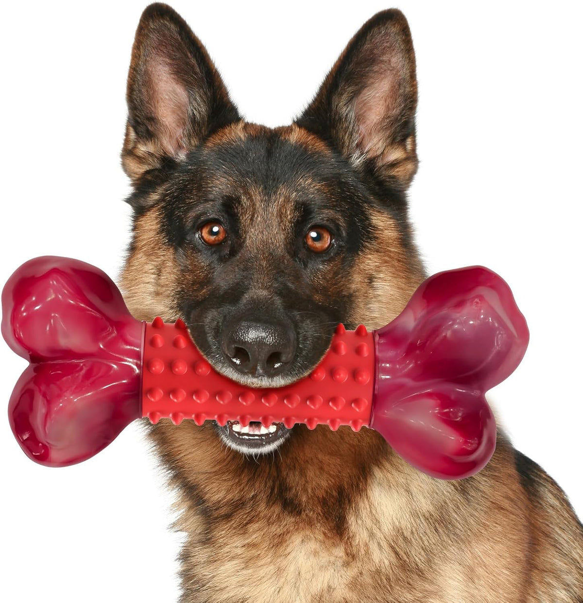 Apasiri Tough Dog Toys for Aggressive Chewers Beef Flavor: 8" Dog Chew Bone for Large Breed, Nylon & Rubber Ch