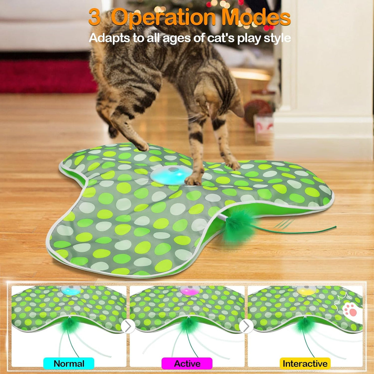 Interactive Cat Toys Rechargeable,Moving Concealed Feathers,Real Mouse Squeaky,Touch Activated Cat Kitten Toy  - view 5