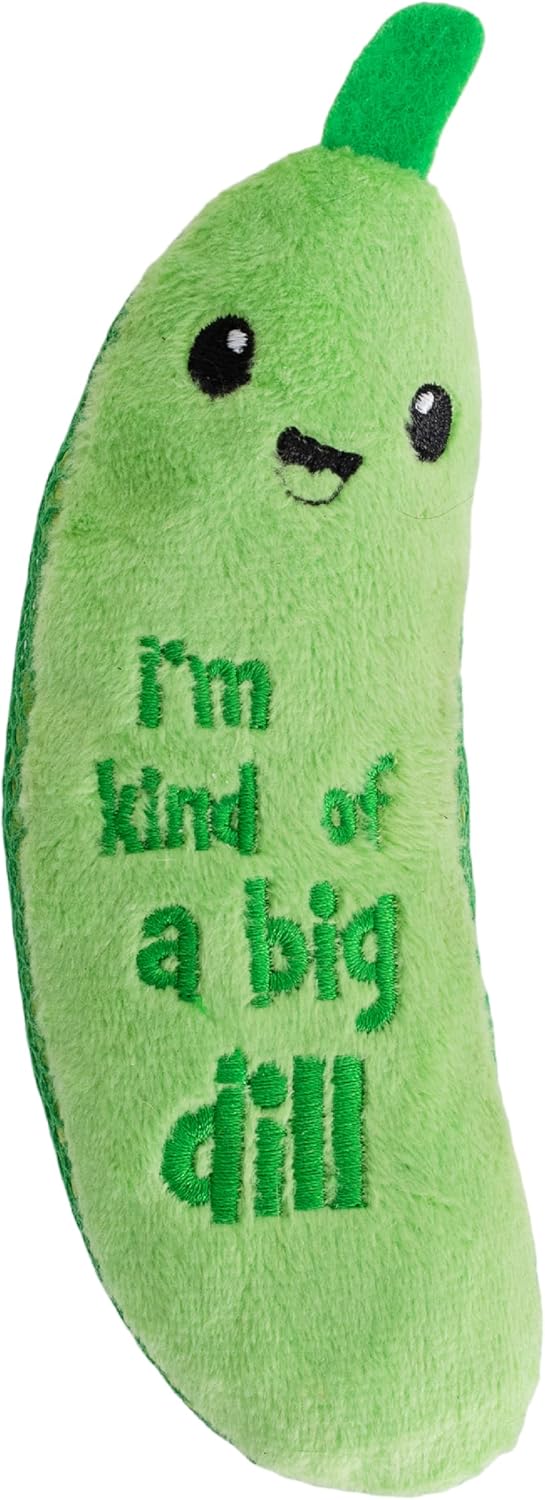 Catstages Crunchy Pickle Kicker Cat Toy – Plush Crinkle Toy with Catnip and Dental Mesh, 6.5"