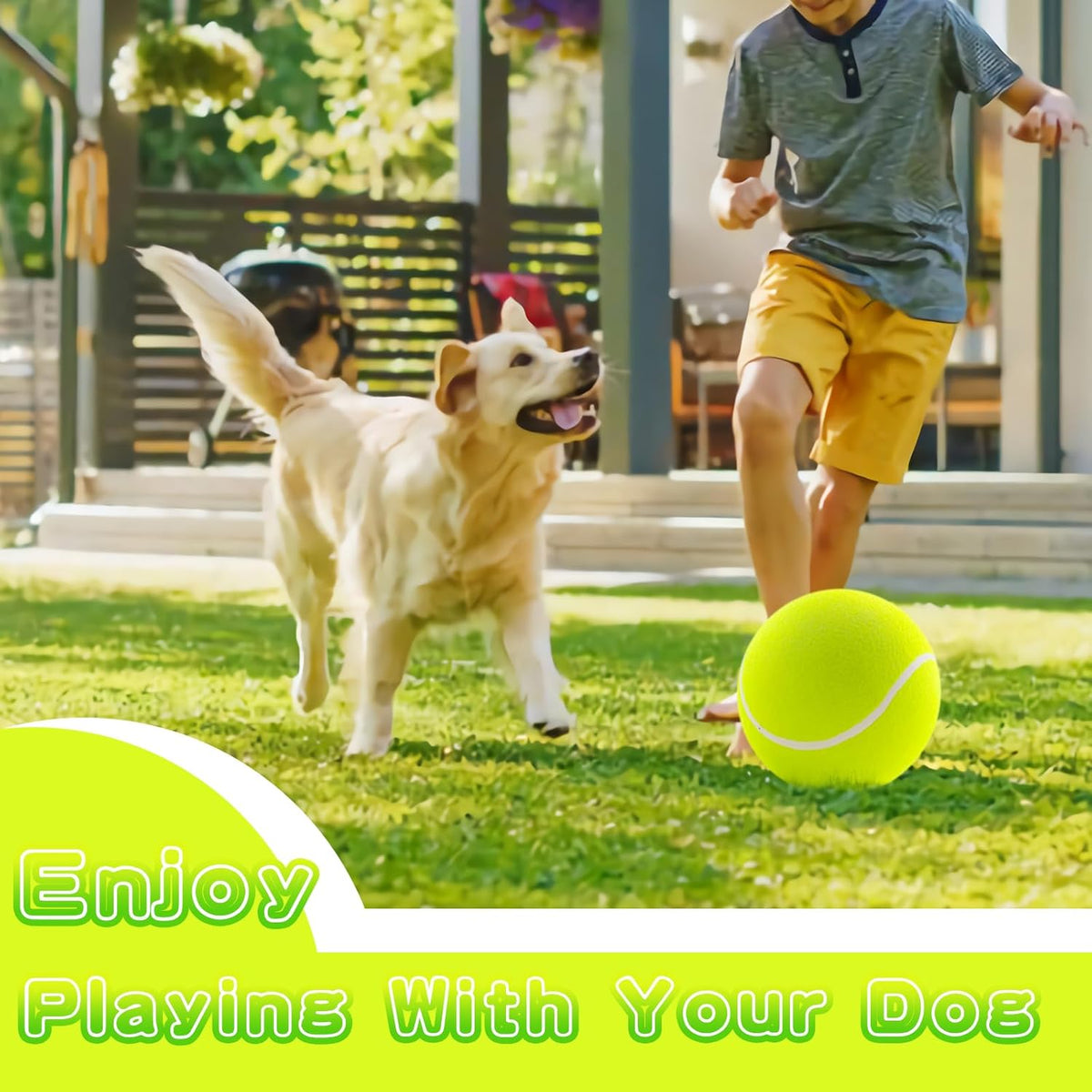 Big Tennis Ball for Dogs, Giant Dog Tennis Ball Toy Large Outdoor Sports Gift for Small Medium Large Dog (Yell - view 4