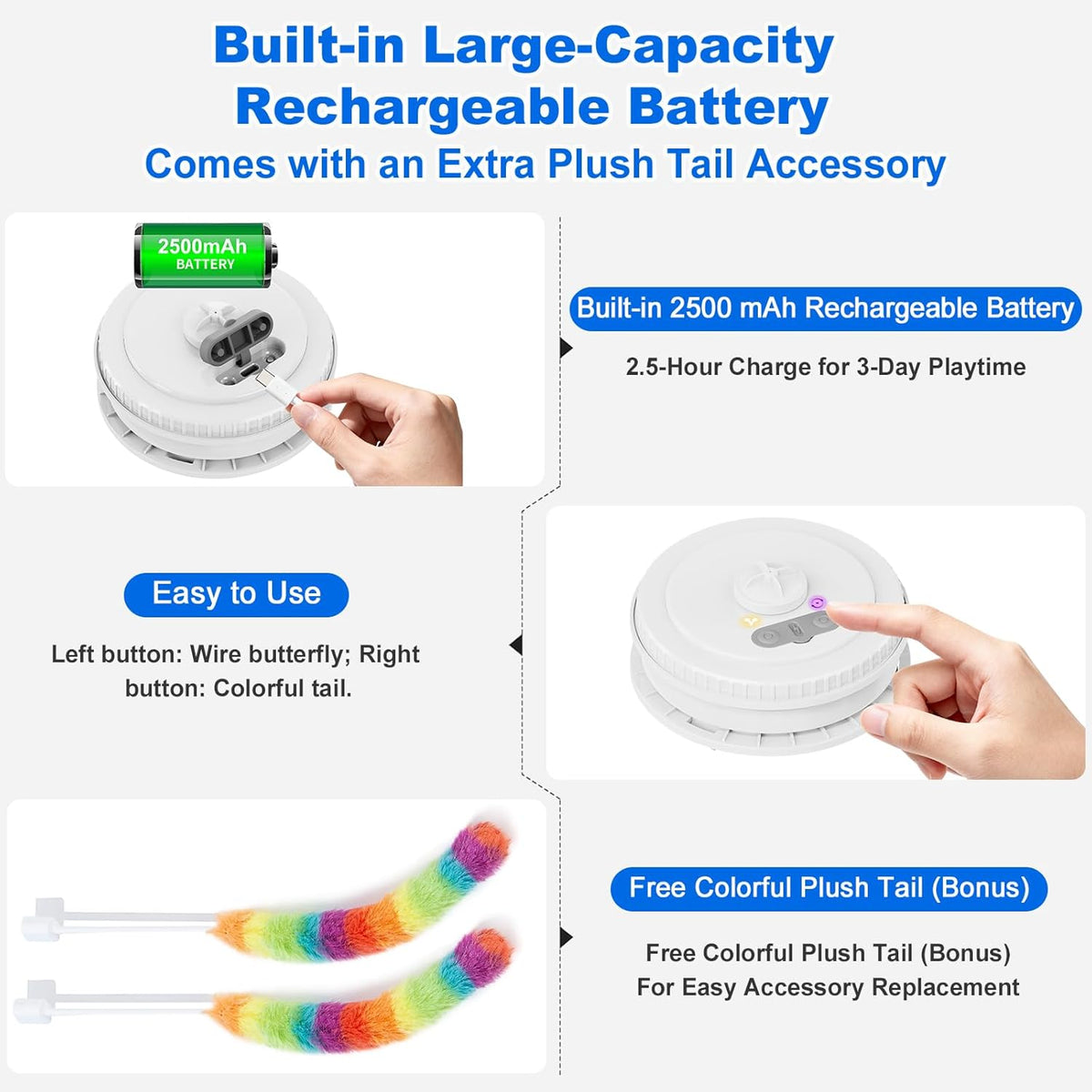 Interactive Cat Toys for Indoor Cats,[Newly Upgraded] Rechargeable Touch Activated Hide and Seek Kitten Toys f - view 5
