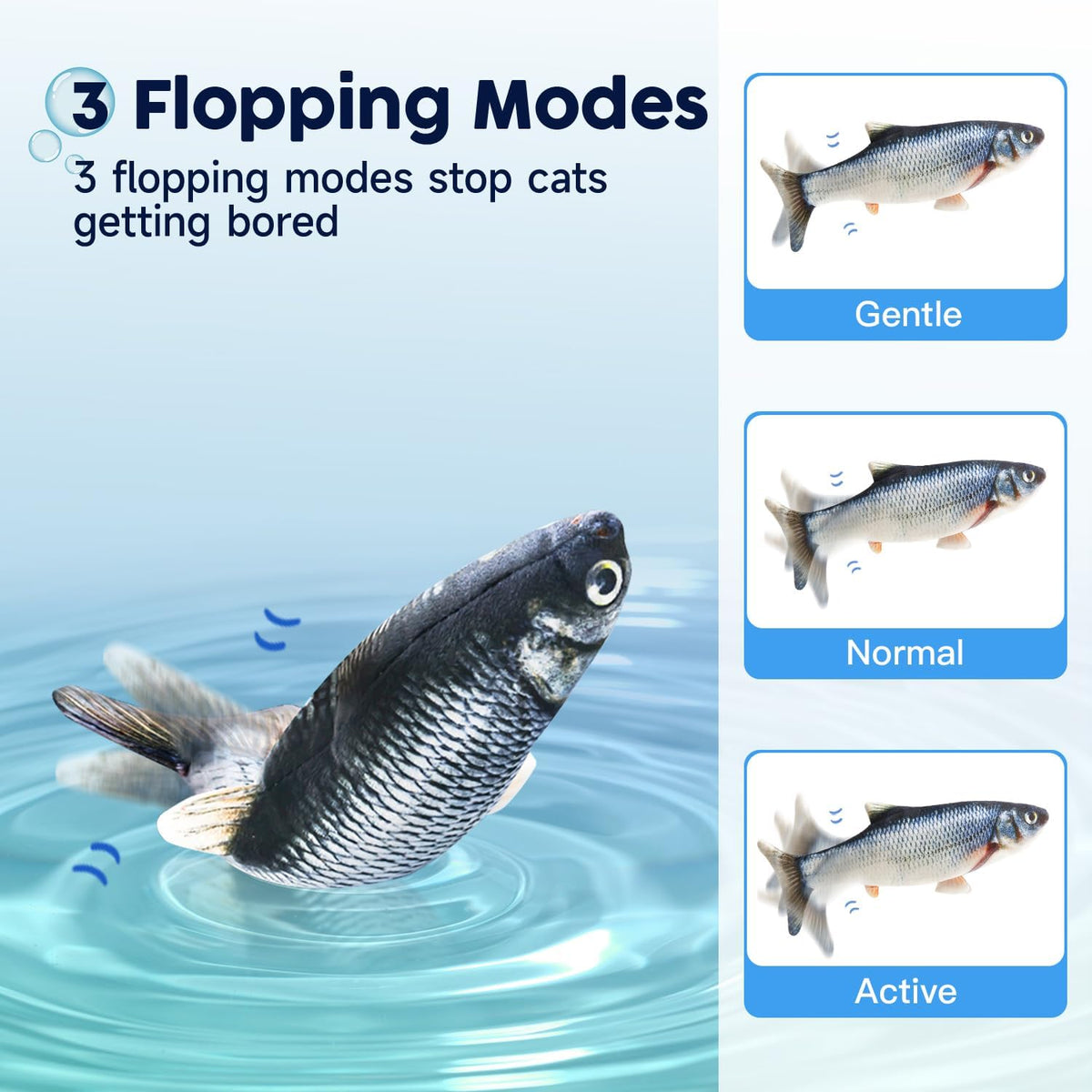 Potaroma Cat Toys Flopping Fish with Catnip, Moving Kitten Kicker, Floppy Wiggle Carp for Small Dogs, Interact - view 3