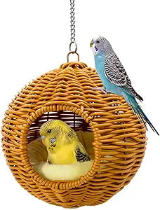 Chewproof Steel Frame Bird Nest for Cage, Washable Small Bird Bed Hammock Hideout Lay Eggs Parakeet Nest Sleep