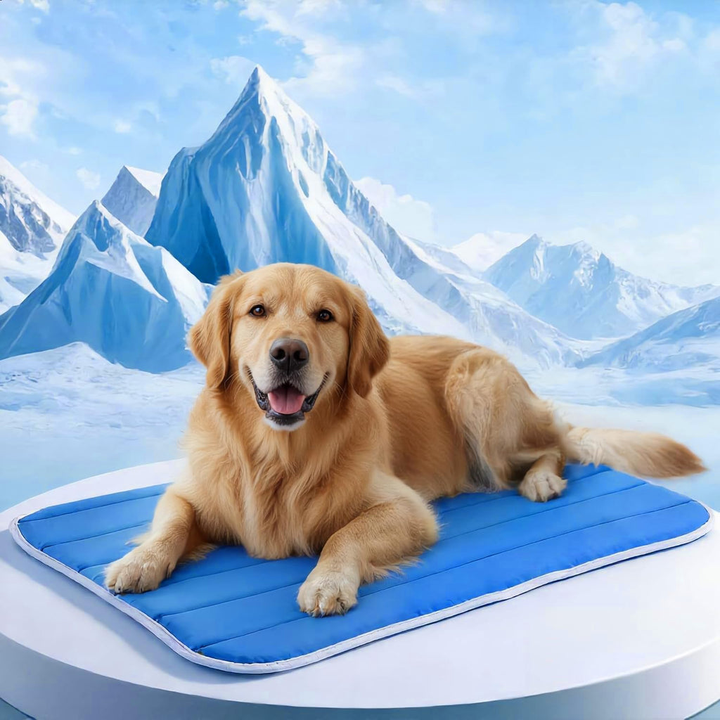 Dog Cooling Mat, Soft Fabric Cooling Mat for Dogs, Foldable Crate Pet Bed & Non-Slip, (Q-Max > 0.45) Long-Last