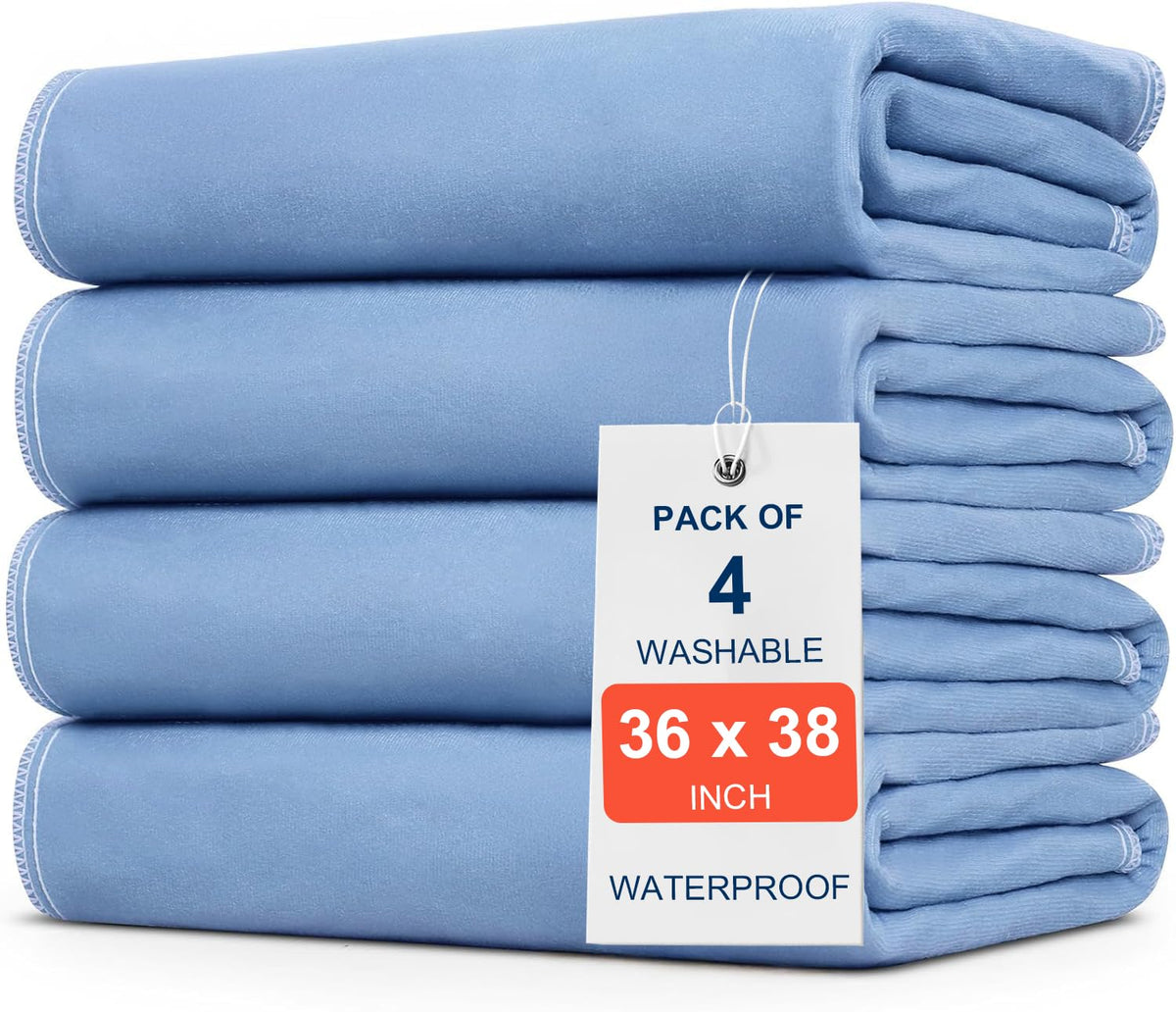 4 Pack 36" x 38" Large Absorbency Incontinence Bed Pads - Quick Drying Washable and Reusable Underpads for Kid