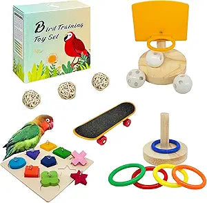 Bird Toys,Parrot Training Toys for Lovebird,Five-Types Parakeet Toys Sets for Conure, Cockatiel,12 PCS Parrot 