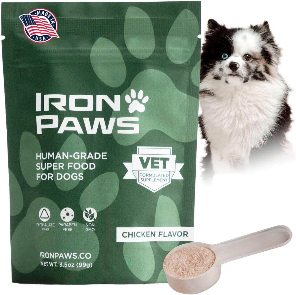 Iron Paws Human-Grade Superfood For Dogs, Premium Greens Powder Supplement For Dental Health, Longevity, Hip &