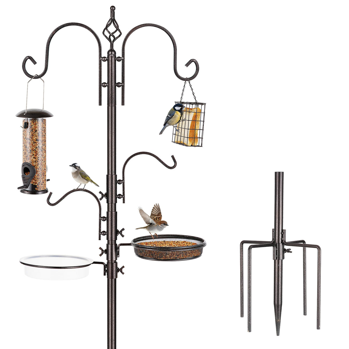 ERYTLLY Bird Feeding Station Kit Bird Feeder Pole Wild Bird Feeder Hanging Kit Planter Hanger Multi Feeder Han