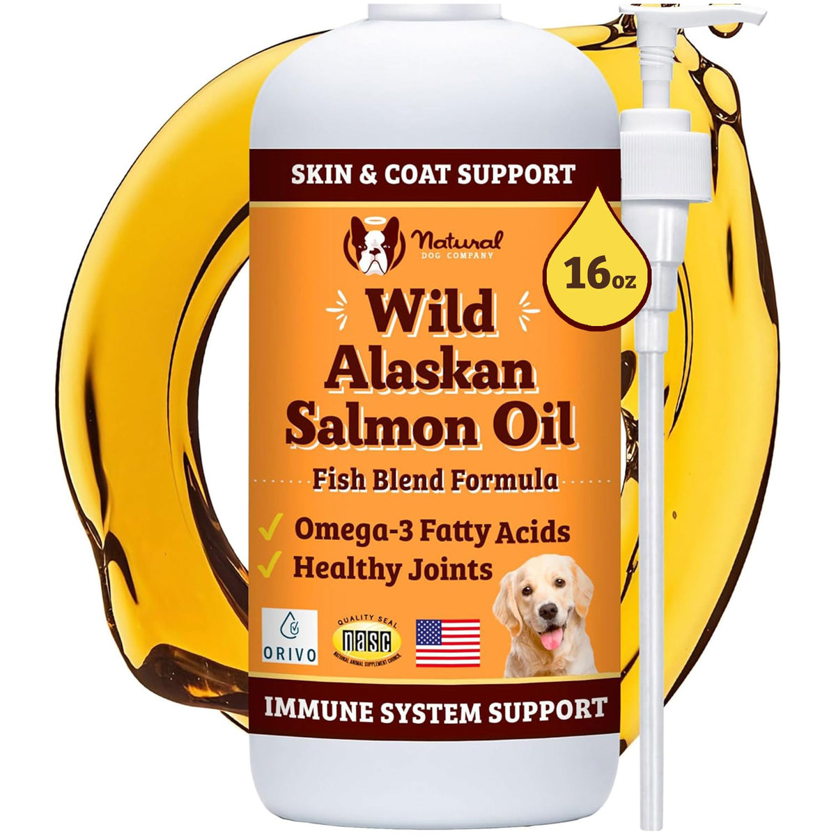 Natural Dog Company Wild Alaskan Salmon Oil Formula with Omega 3, Fish Oil for Dogs Supplement, Skin & Coat Do