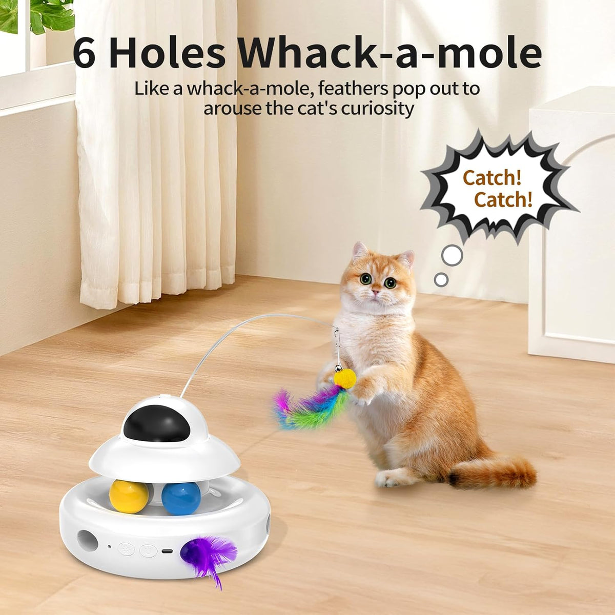 Interactive Cat Toys for Indoor Cats,4-in-1 Automatic Kitten Toy with Laser, Fluttering Butterfly, Moving Feat - view 4