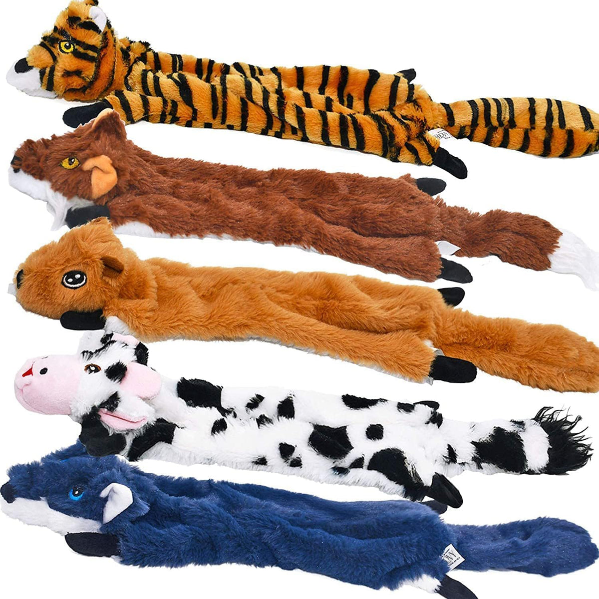 SHARLOVY Dog Squeaky Toys 5 Pack, Pet Crinkle Toy No Stuffing Animals Plush, Dog Chew for Large and Medium, Sm