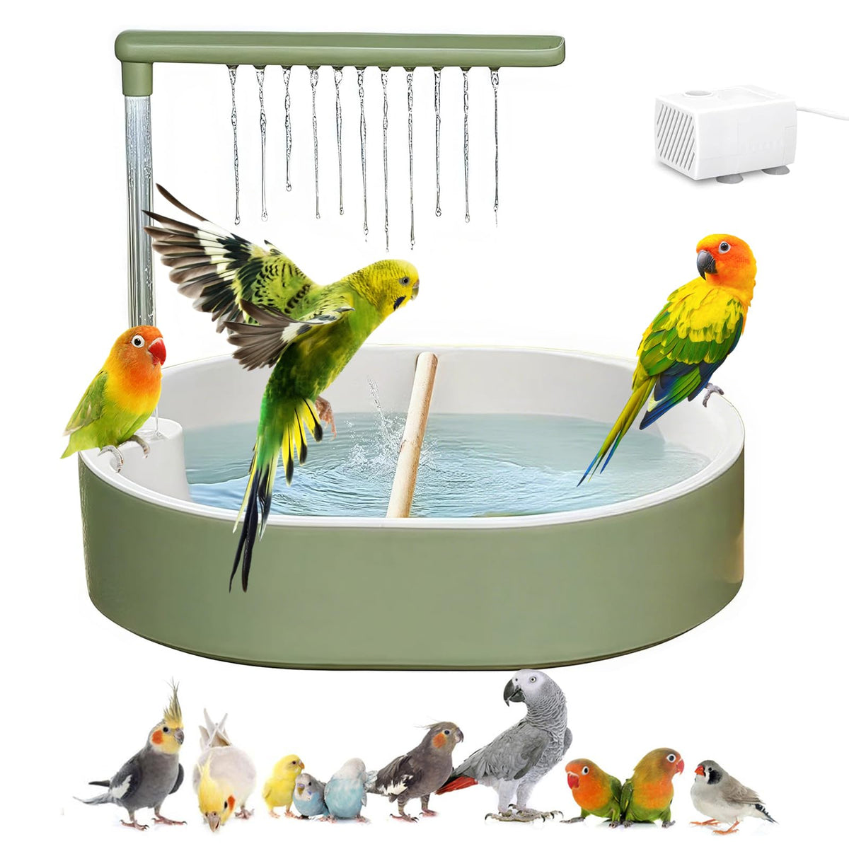 Parrot Bathtub Bird Automatic Bath Shower,Large Bird Shower Fountain Indoor Bathtub with Running Water, Contai