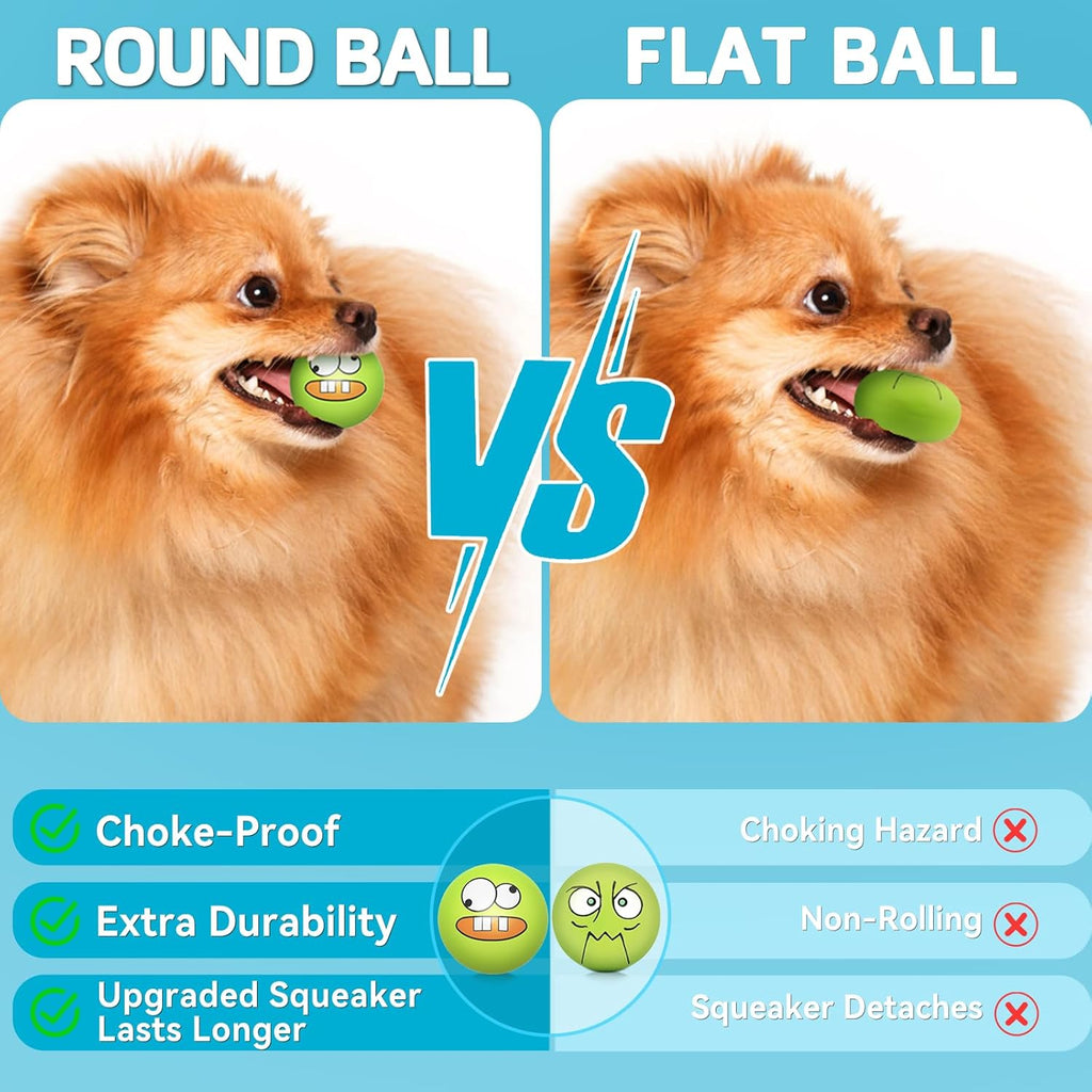 HDSX Squeaky Dog Toys Soft Latex Rubber Squeaky Dog Balls for Puppy Small Pet Dogs (8 Pack) (Round Balls) - view 2