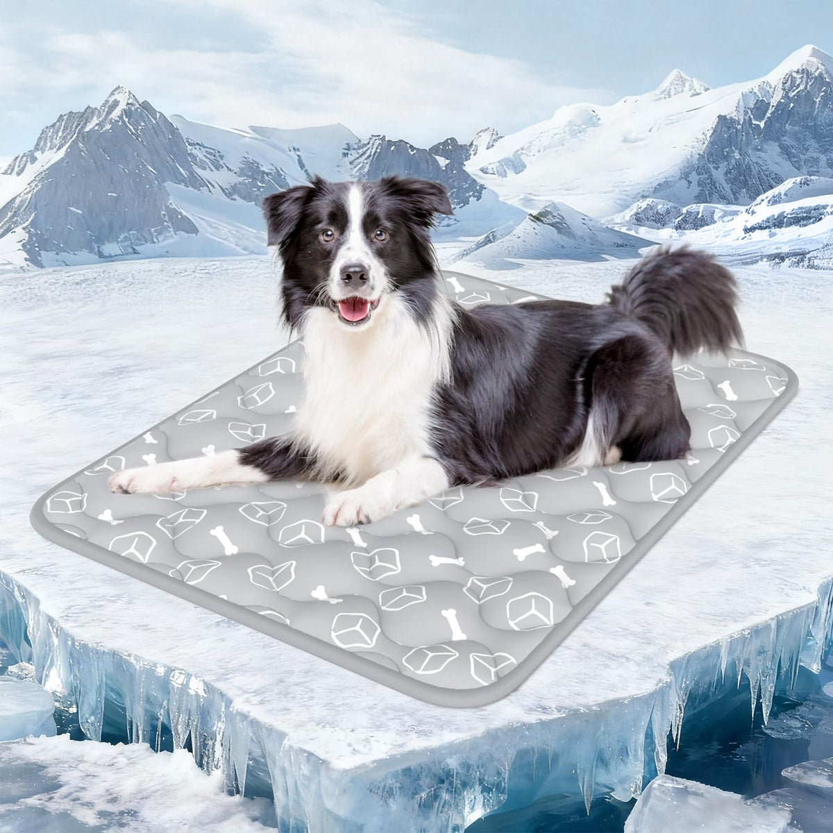 Rywell Dog Cooling Mat 2.0, Elegant Grey, 44"*32" Thick & Durable Cooling Mat for Extra Large Dogs, Extended C