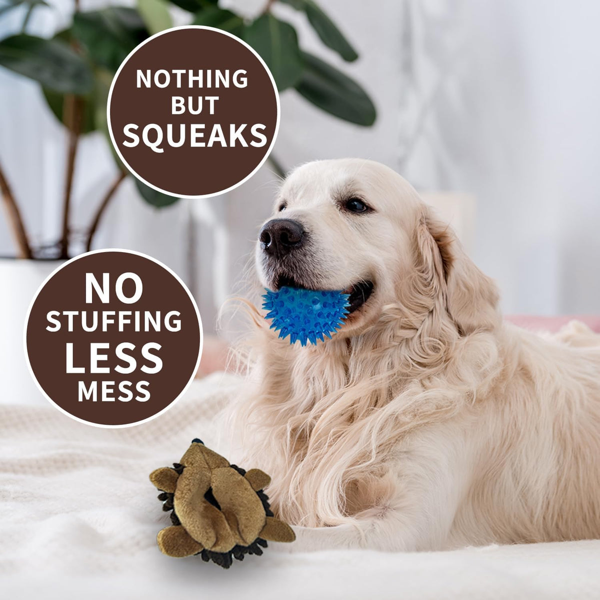 Chongqile Plush Hedgehog Dog Toys 3 PCS - Squeaky No-Stuffing Hedgehog for Small and Medium Dogs - Keep Your P - view 3