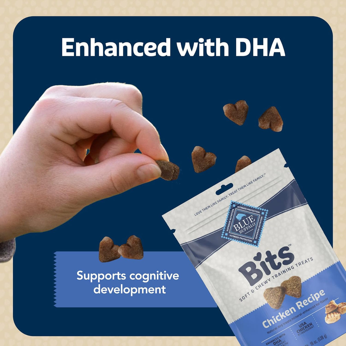 Blue Buffalo Bits Soft Dog Treats for Training, Made with Natural Ingredients & Enhanced with DHA, Chicken Rec - view 5