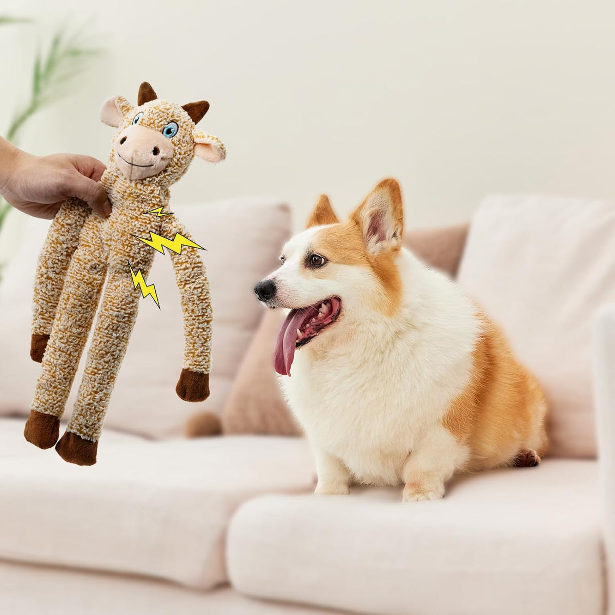 BUYPOW No Stuffing Dog Toys for Large Dogs, 5 Pack Squeaky Crinkle Interactive Dog Animals, Plush Teething Toy - view 4