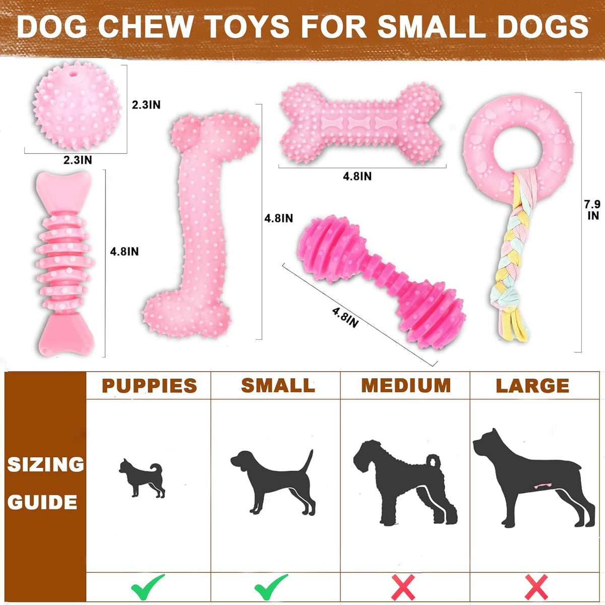 Puppy Toys, 6 Pack Dog Chew Toys for Puppy, Cute Pink Small Dog Toys, Teething Toys for Puppies, Soft Durable  - view 5