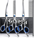 GLADOG Professional 5 in 1 Dog Grooming Scissors Set with Safety Round Tips, Sharp and Heavy-duty Pet Grooming