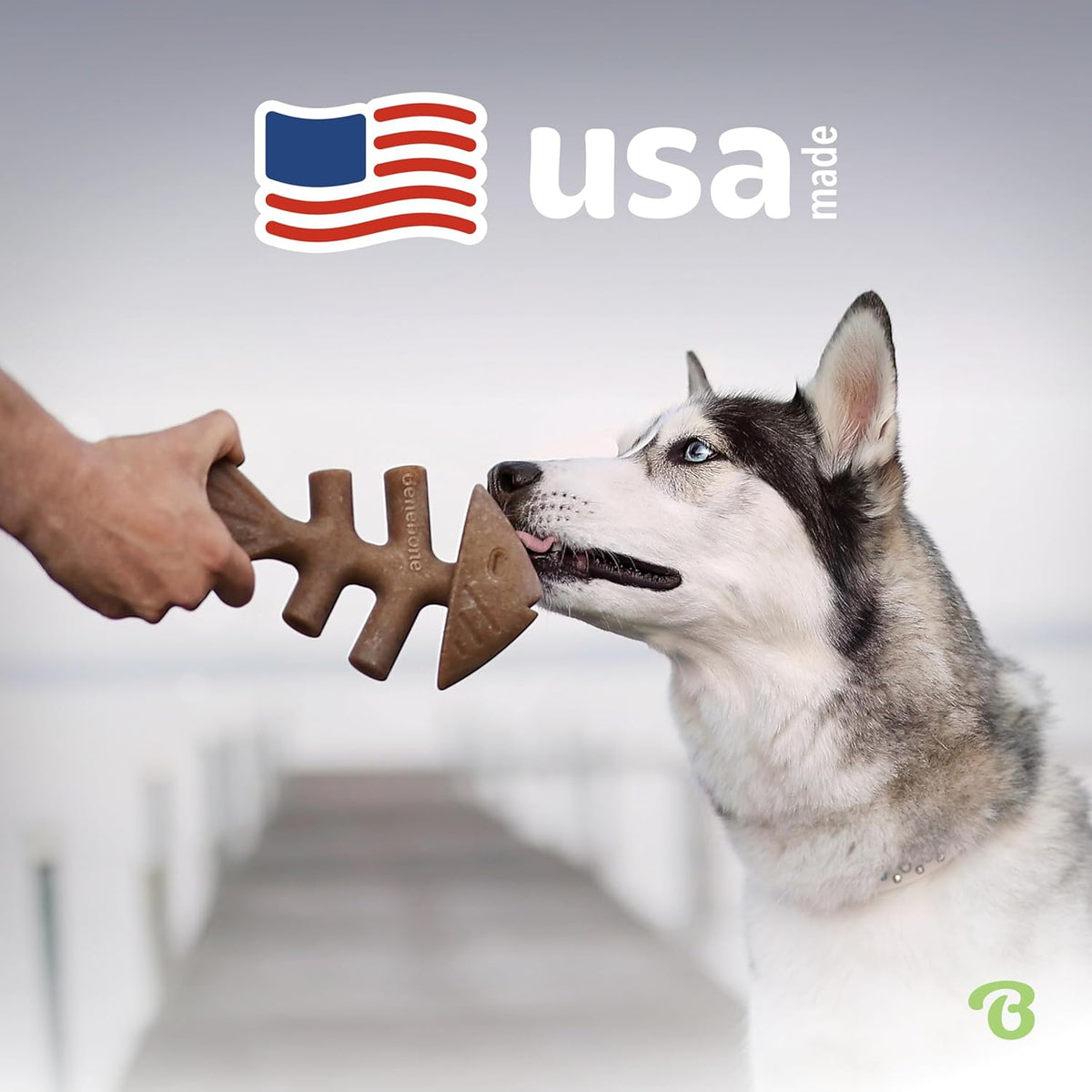 Benebone Fishbone Durable Dog Chew Toy for Aggressive Chewers, Real Fish, Made in USA, Medium - view 4