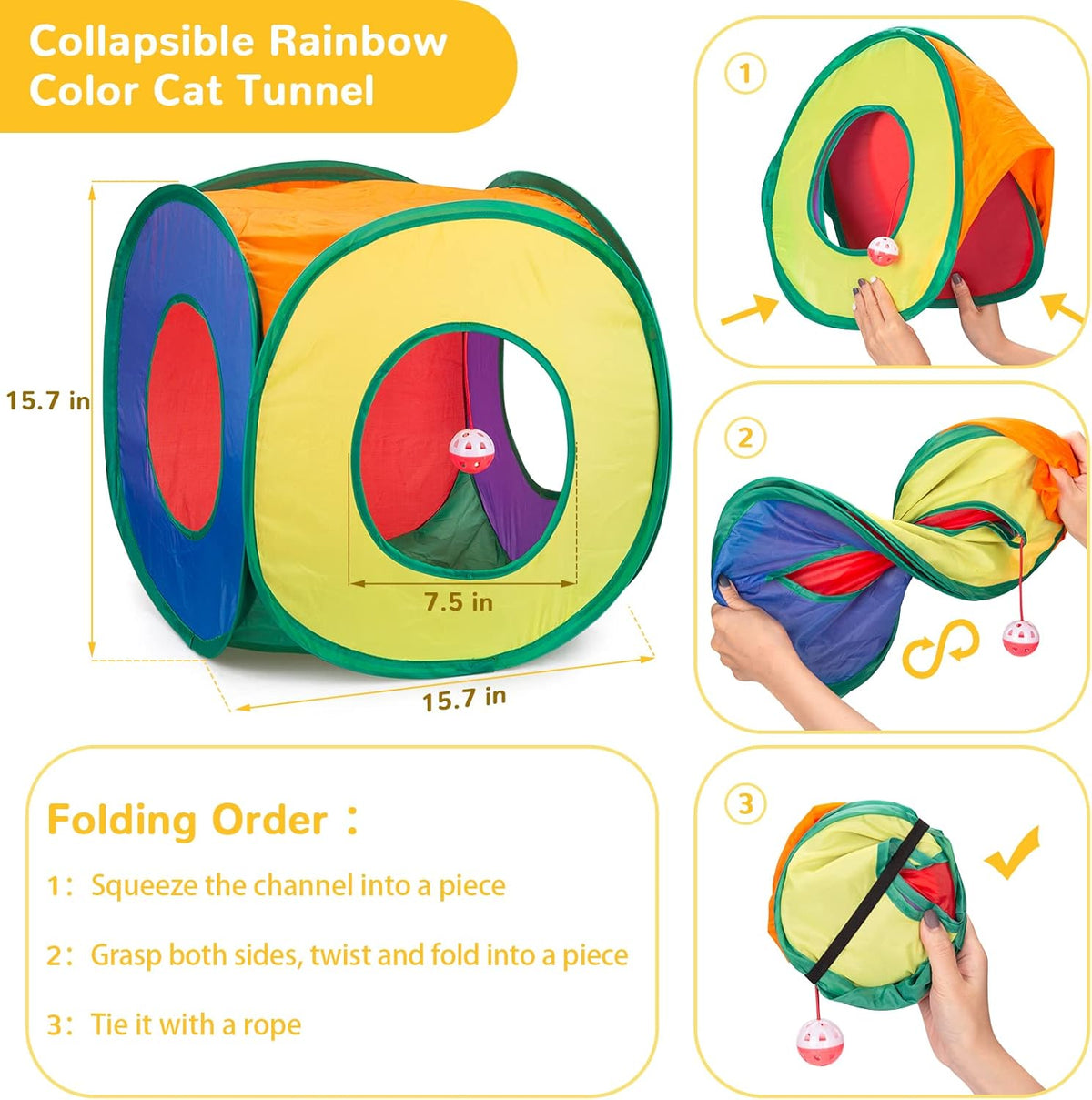 Retro Shaw Cat Toys Pack 33Pcs, Interactive Kitten Toys for Indoor Cats Kitty with Collapsible Play Tunnel Tub - view 3