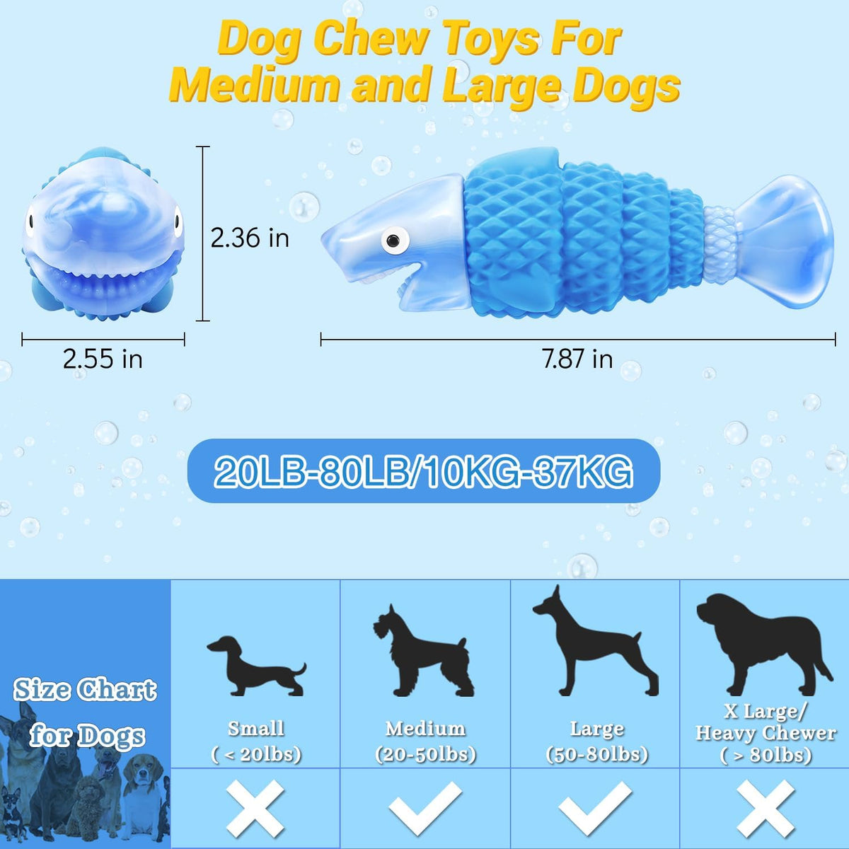 WinTour Tough Dog Toys for Aggressive Chewers, Indestructible Dog Chewers for Medium & Large Breeds, Squeaky D - view 5