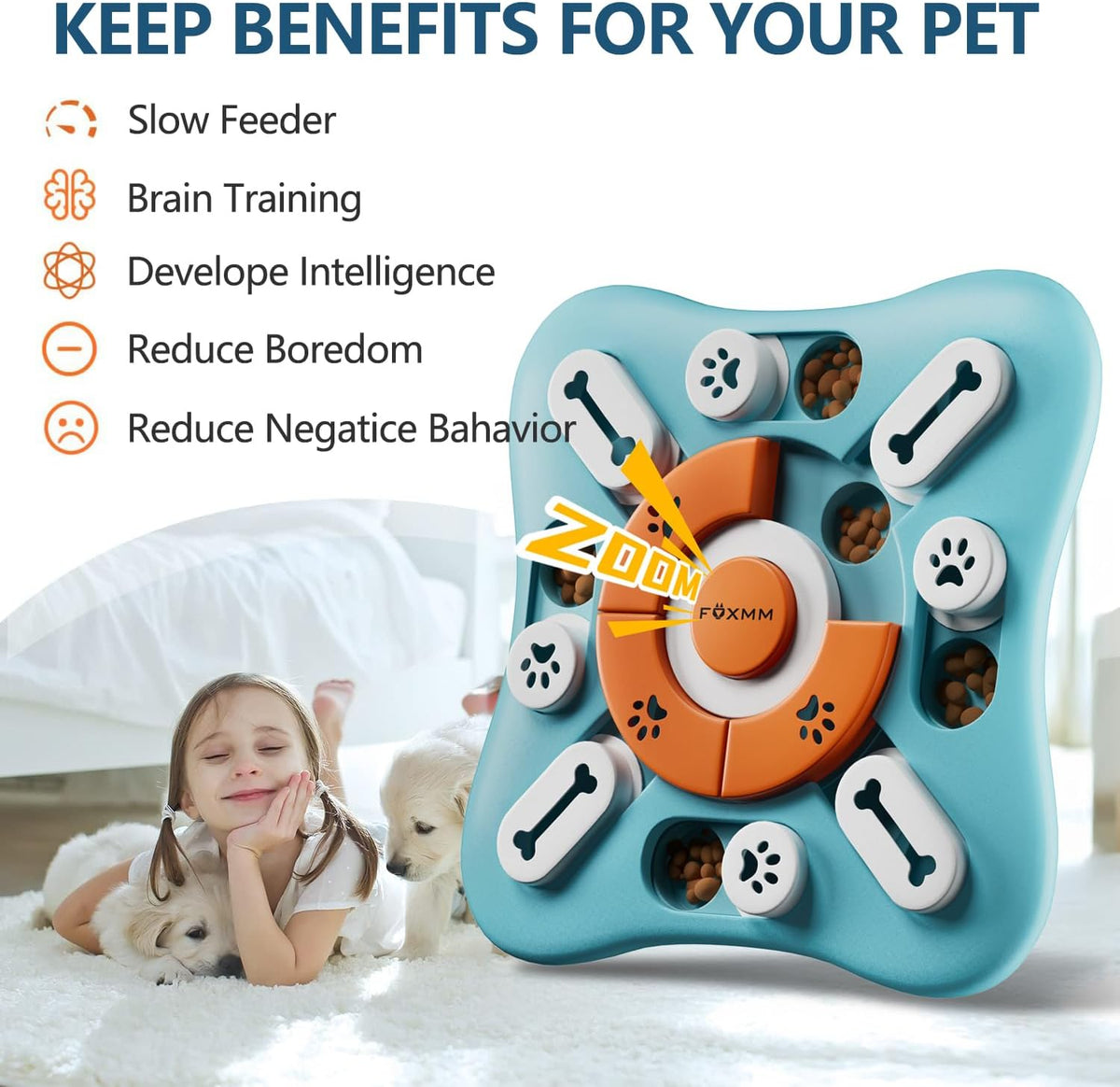 Interactive Dog Treat Puzzle Toys for IQ Training & Mental Stimulating,Fun Slow Feeder,Large Medium Small Dogs - view 2