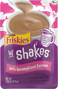 Purina Friskies Pureed Cat Food Topper, Lil’ Shakes With Scrumptious Salmon Lickable Cat Treats - (Pack of 16)