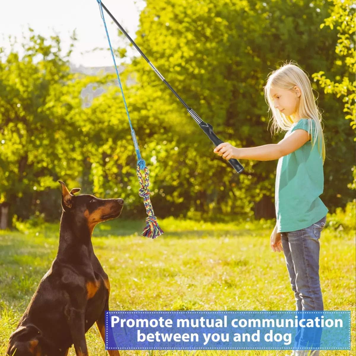DIBBATU Flirt Pole for Dogs Interactive Dog Toys for Large Medium Small Dogs Chase and Tug of War, Dog Teaser  - view 2