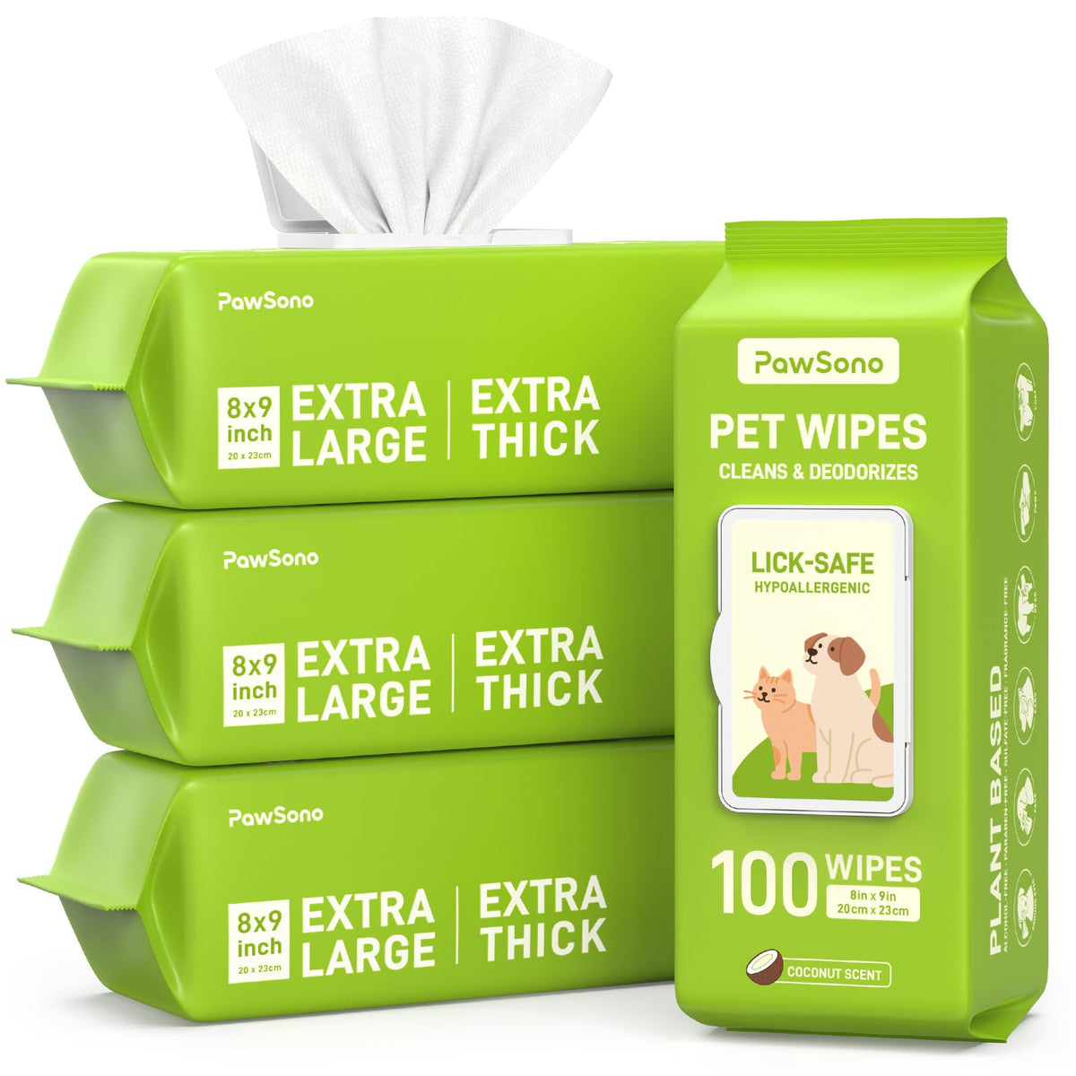 Hypoallergenic Pet Wipes for Dogs & Cats – Quick Clean & Deodorize Paws, Butt, Eyes, Ears, Face & Fur | Daily 