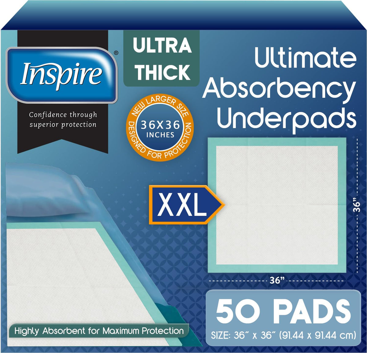 Inspire Super Absorbent Disposable Bed Pads for Chronic Incontinence Ultra Thick and Absorbent Bed Pads Dispos