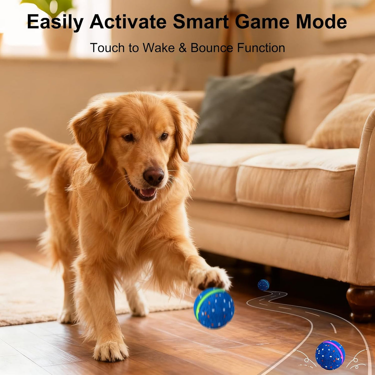 Interactive Dog Toys Dog Ball, Durable E-TPU Material,3 Play Modes with Colorful Lights, Automatic Moving, Bou - view 4