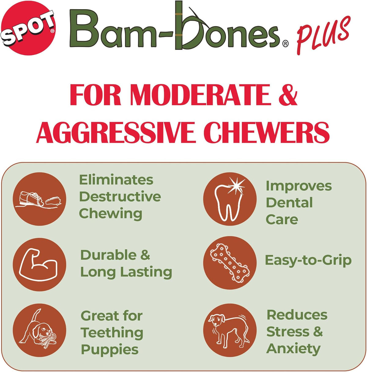 SPOT Bam-Bones Plus T Bone – Bamboo Fiber & Nylon Dog Chew Toy for Moderate to Aggressive Chewers, Durable Lon - view 4