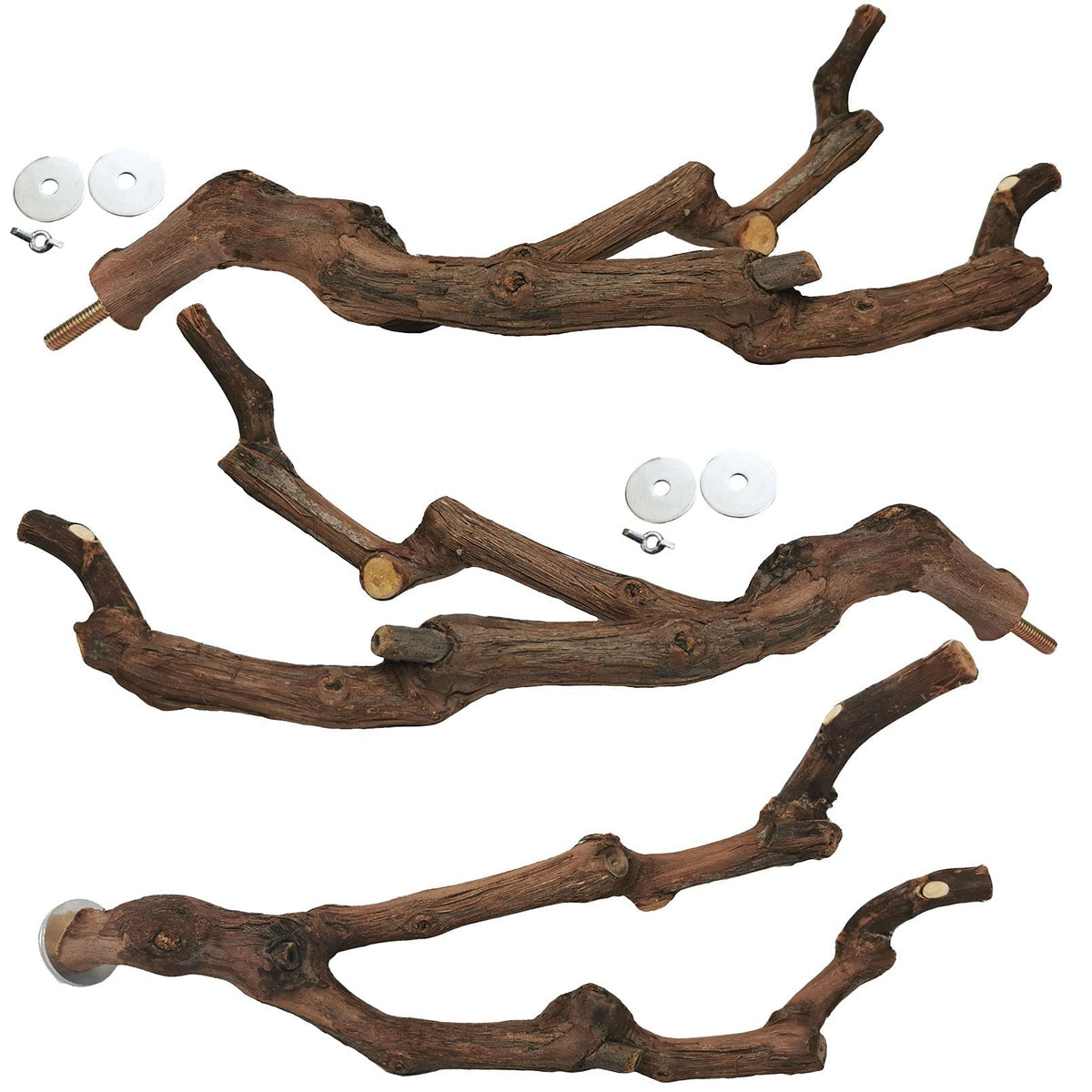 kathson Natural Parrot Perch Bird Stand Pole Wild Grape Stick Paw Grinding Fork Parakeet Climbing Standing Bra