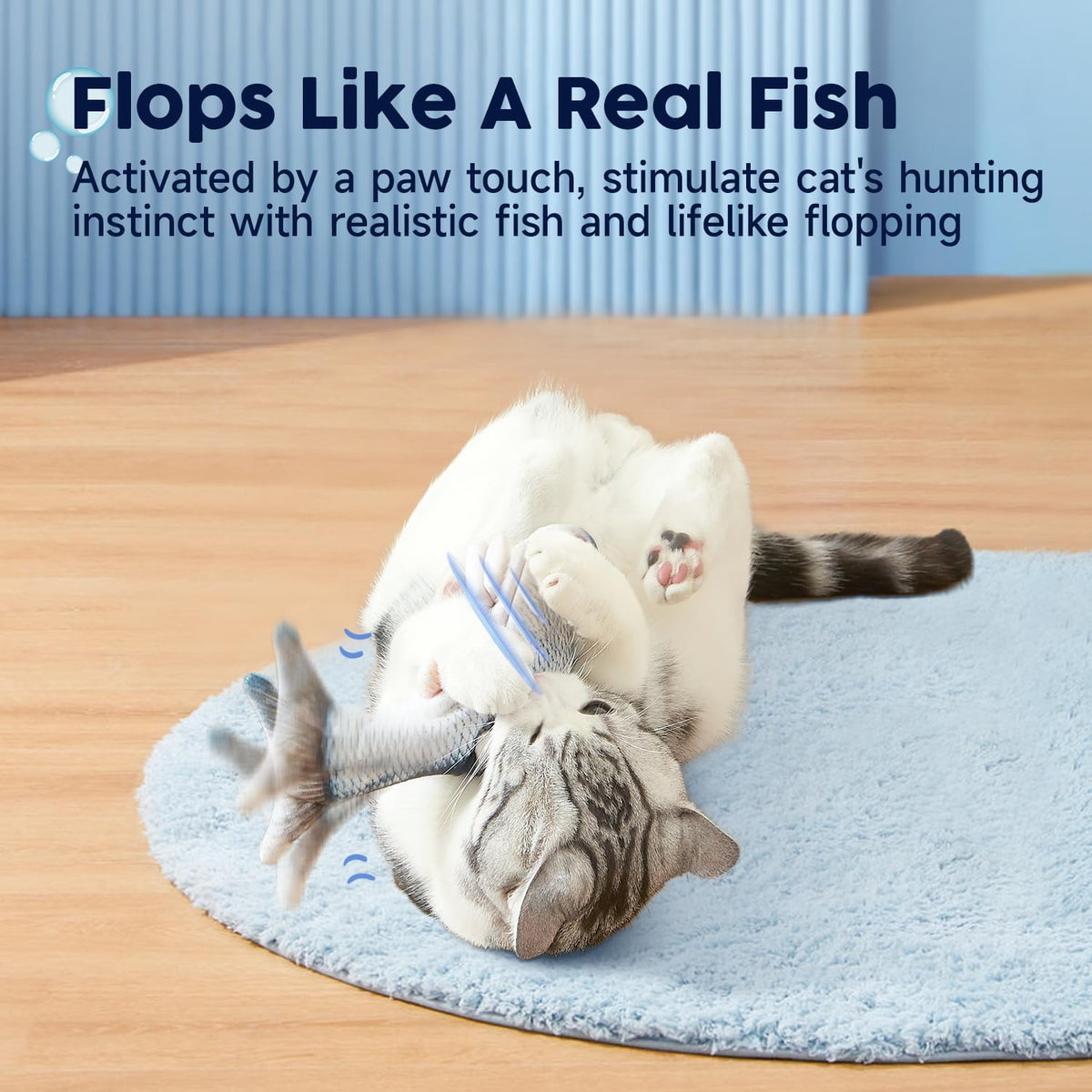 Potaroma Cat Toys Flopping Fish with Catnip, Moving Kitten Kicker, Floppy Wiggle Carp for Small Dogs, Interact - view 2