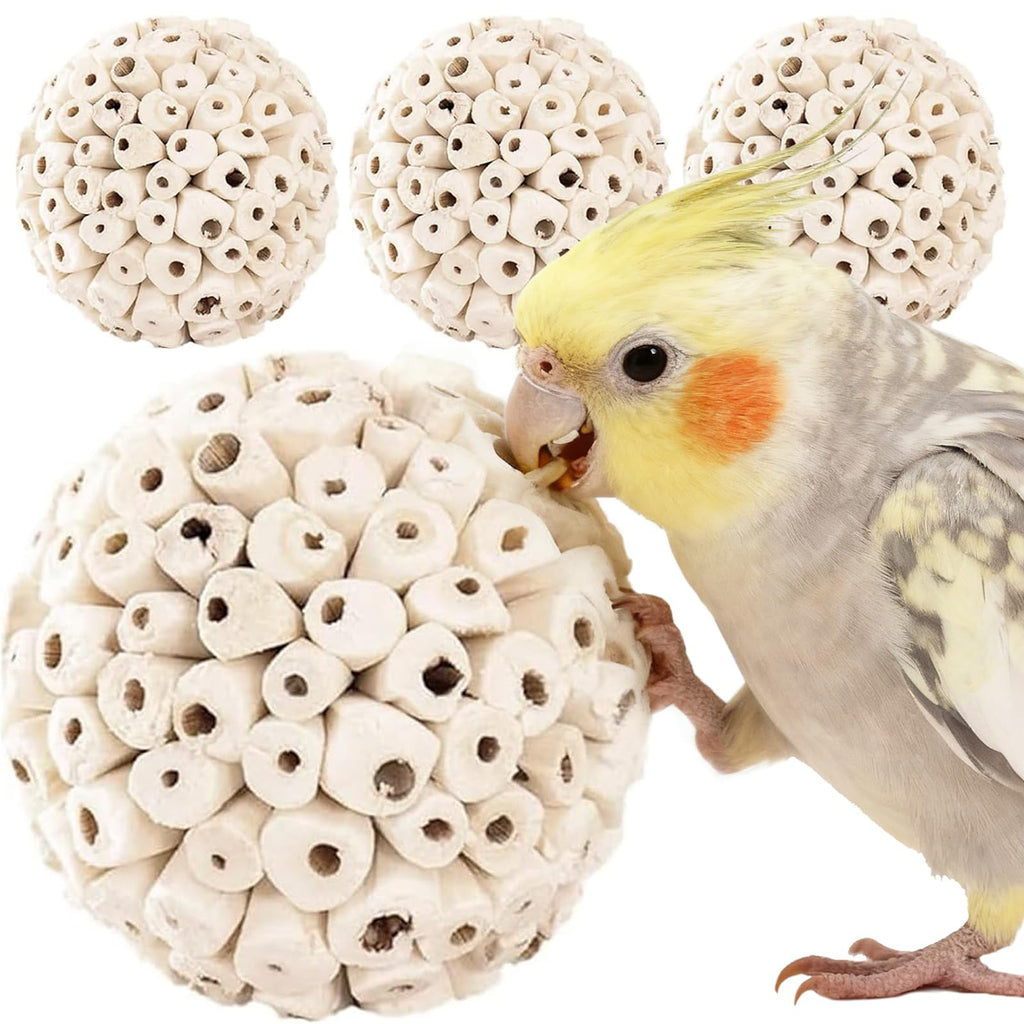 4PCS Bird Toys Sola Balls 2.36'' - Bird Foraging Toy, Sola Atta Ball, Parrot Chew Shred Toy for Sharpening Cla