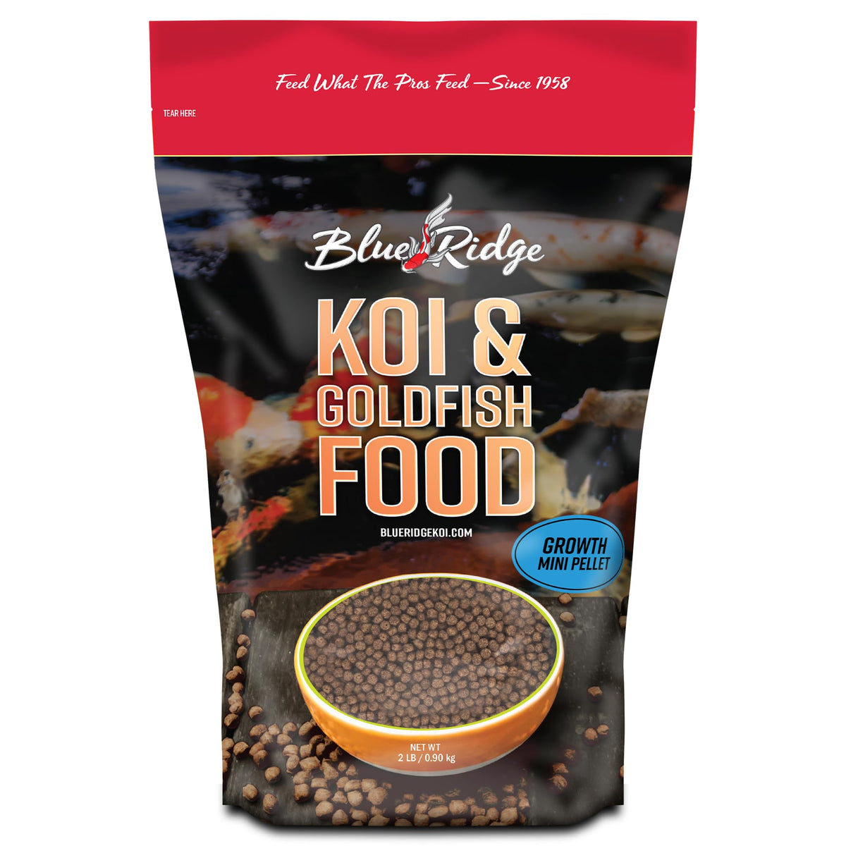 Blue Ridge Koi Fish Food 2lb - Koi Food Mini Growth Formula, Goldfish Food, Premium Fish Food for Ponds, Ponds