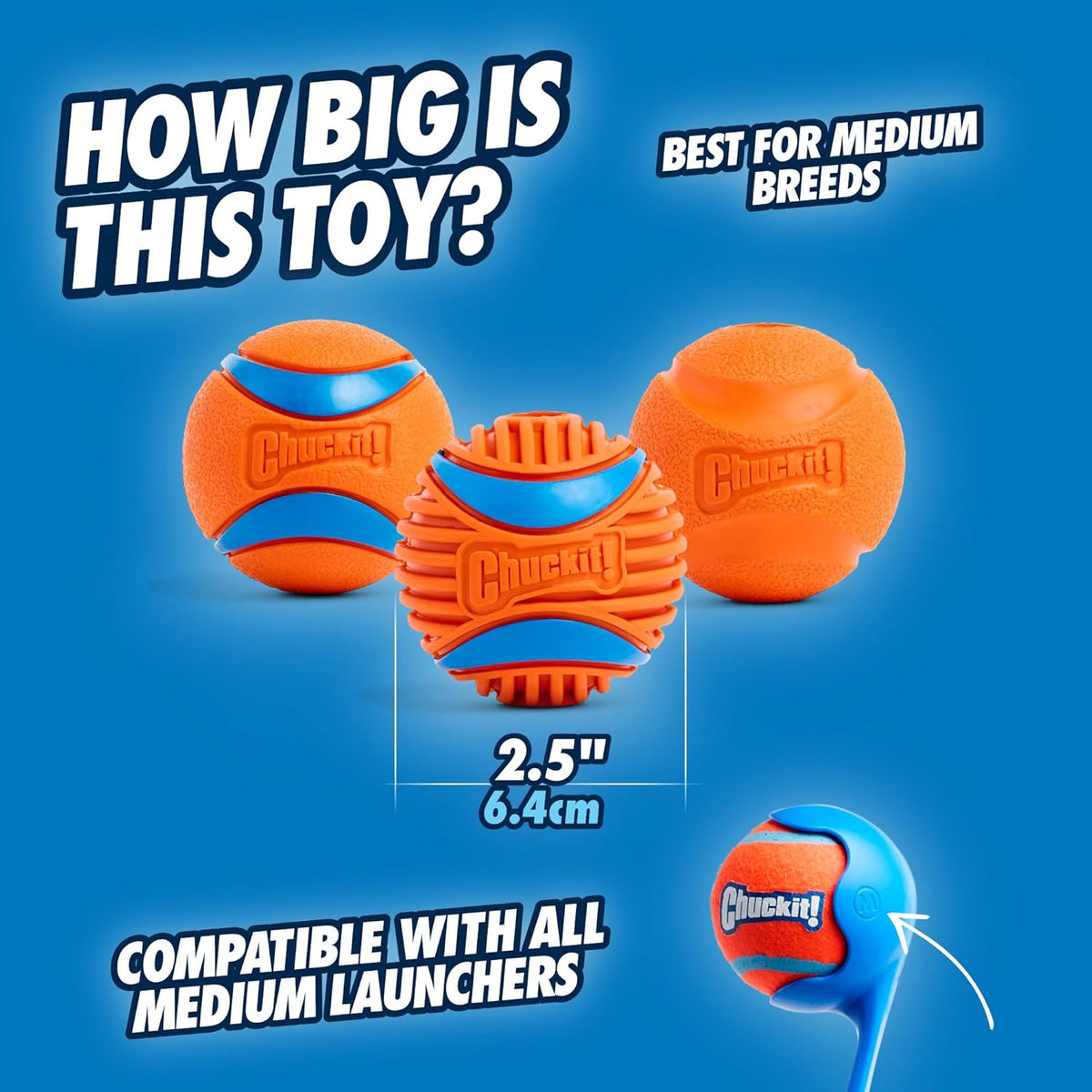 Chuckit! Dog Balls - Interactive Dog Toys, High-Bounce Fetch Ball, Ultra and Rugged Balls, Durable - Size Medi - view 3