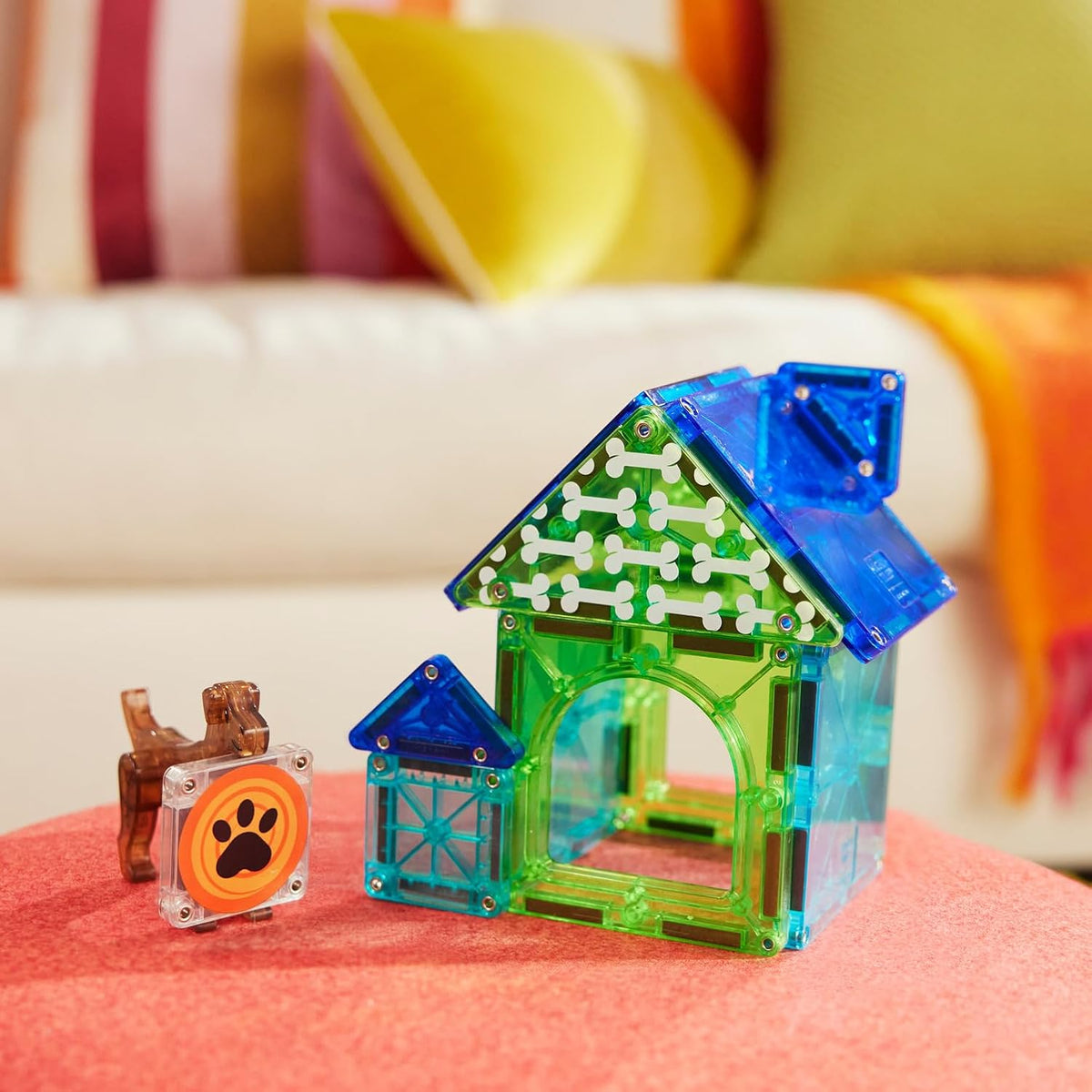 Magna-Tiles Dog House 13-Piece Magnetic Construction Set, The Original Magnetic Building Brand - view 2