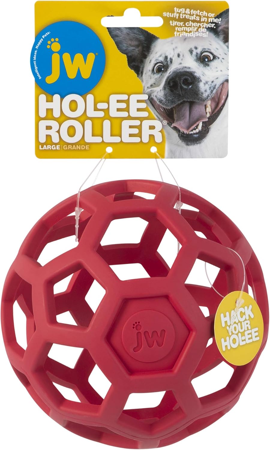 JW Pet Hol-ee Roller Dog Toy Puzzle Ball, Natural Rubber, Large (5.5 Inch Diameter), Colors May Vary - view 4