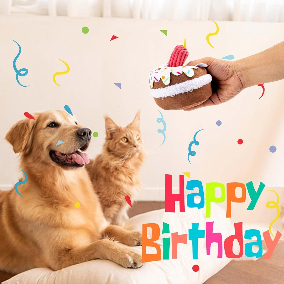 lilfrd Dog Birthday Toy, Birthday Cake Toys for Puppy Gifts, Squeaky Plush Dog Toys - view 2