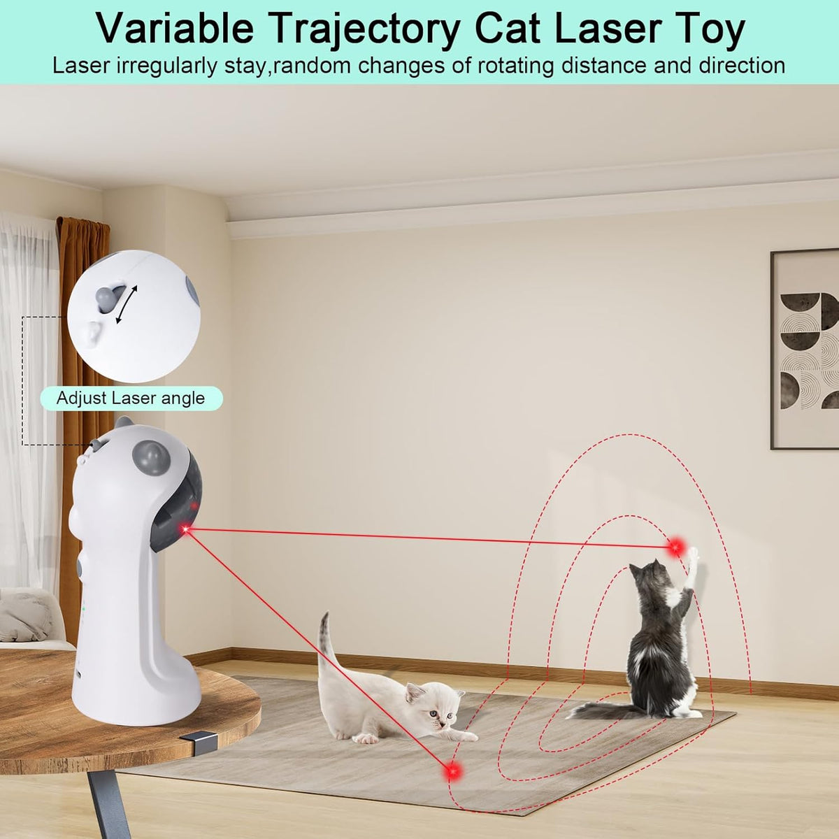 TBTeek Cat Toy Automatic Motion-Activated, Rechargeable, 5 Fun Patterns, Random Rotating Trajectory, 4 Speed M - view 2