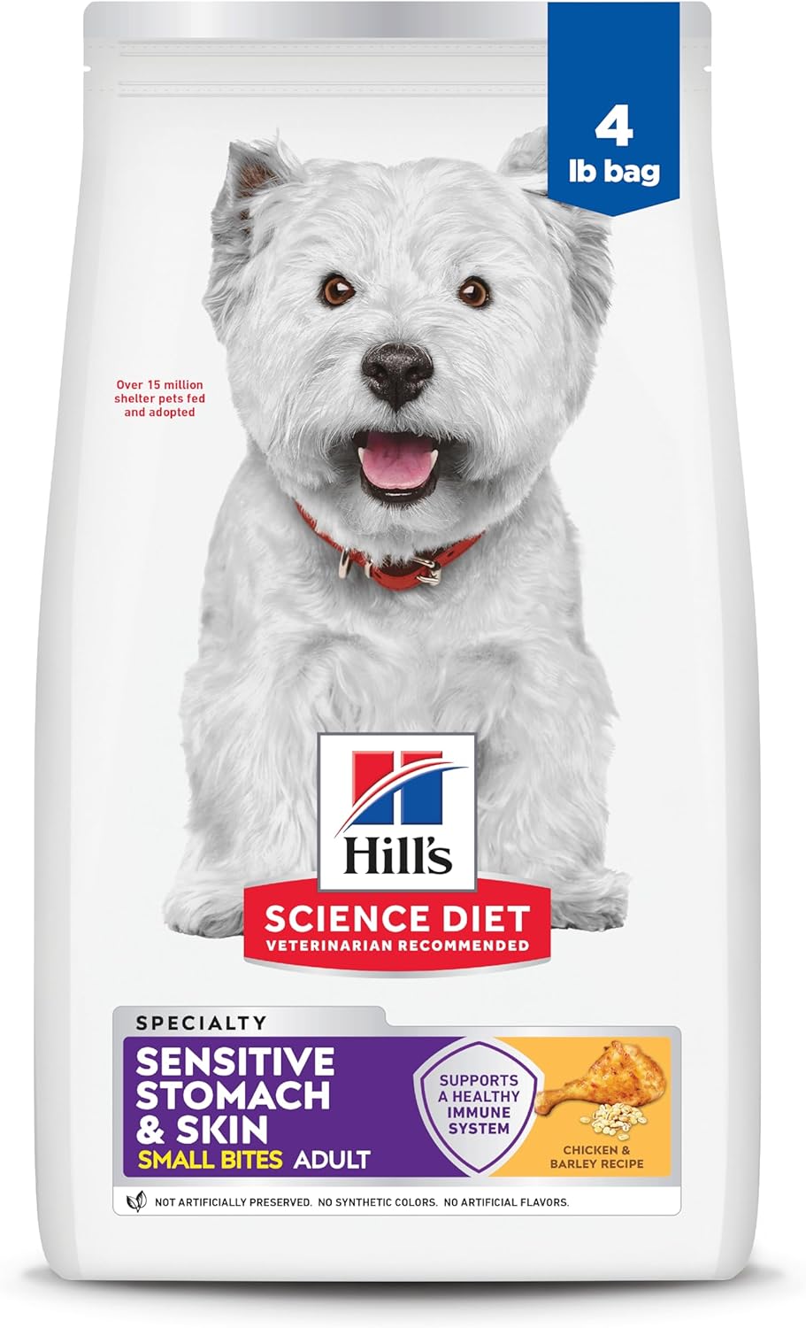 Hill's Science Diet Sensitive Stomach & Skin, Adult 1-6, Stomach & Skin Sensitivity Support, Small Kibble, Dry