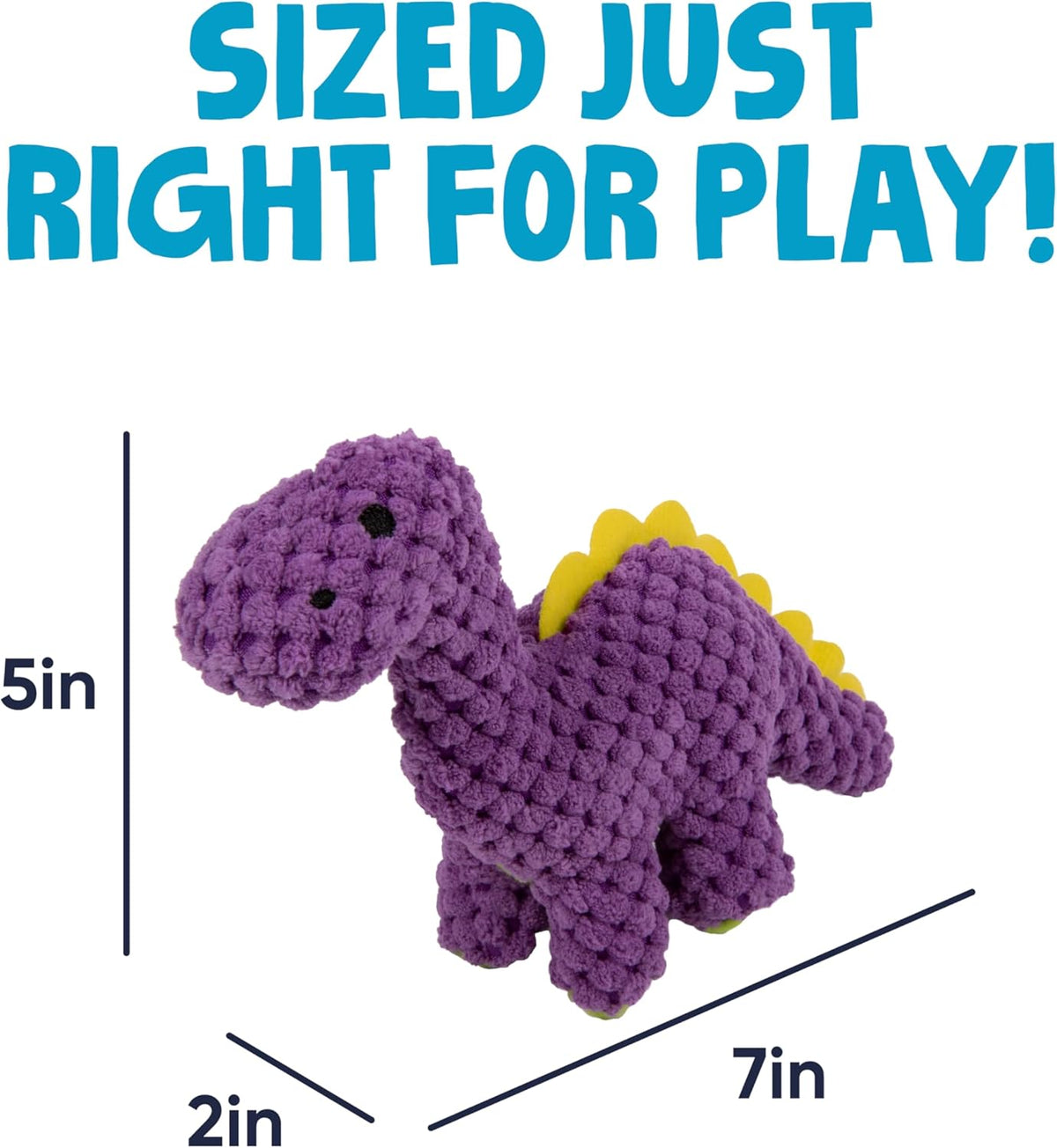 goDog Checkers Just for Me Dinos Bruto Squeaky Plush Dog Toy, Chew Guard Technology - Purple, Mini - view 4