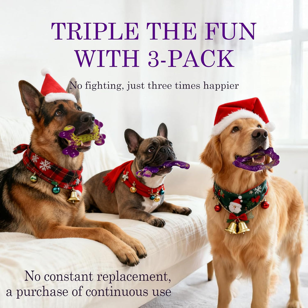 Tough Dog Toys for Aggressive Chewers 3 Pack, Indestructible Dog Toy for Large Dogs, Bacon Flavored, Keeps Dog - view 3