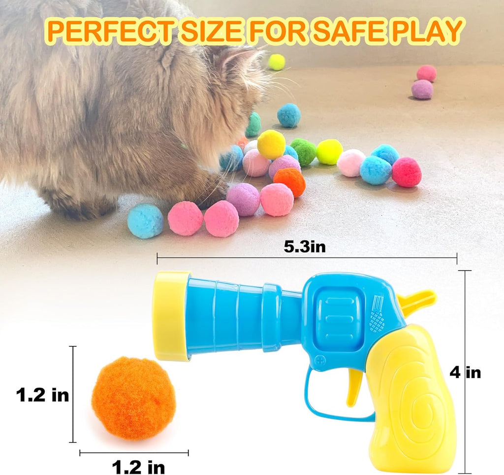 MeoHui 31Pcs Cat Ball Toy Launcher Gun,Cat Balls Fetch Toy,30Pcs Plush Fuzzy Balls Launcher Cat Toy for Cats w - view 4
